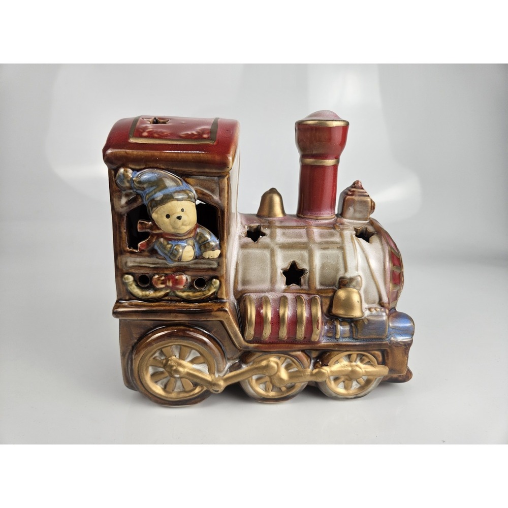 Vintage 3 Piece Stoneglaze Train Christmas Collection‎ Santa Snowmen Stars - Picture 2 of 13